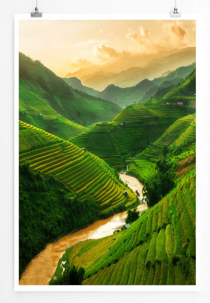 Landschaftsfotografie  Reisterrassen in Nordvietnam 60x90cm Poster