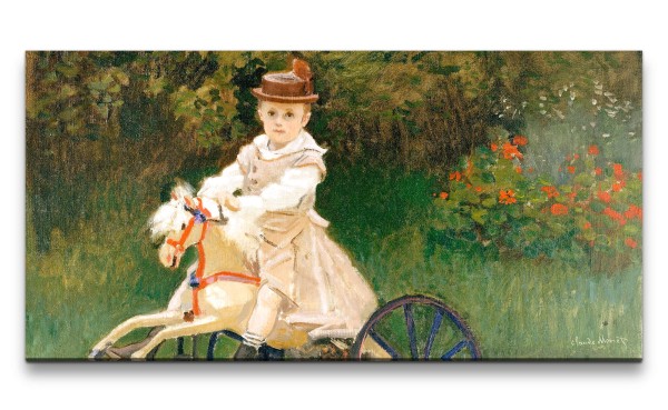 Remaster 120x60cm Claude Monet Impressionismus weltberühmtes Wandbild Jean Monet on His Hobby Horse