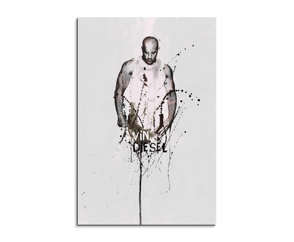 Vin Diesel 90x60cm Aquarell Art Wandbild auf Leinwand fertig gerahmt Original Sinus Art