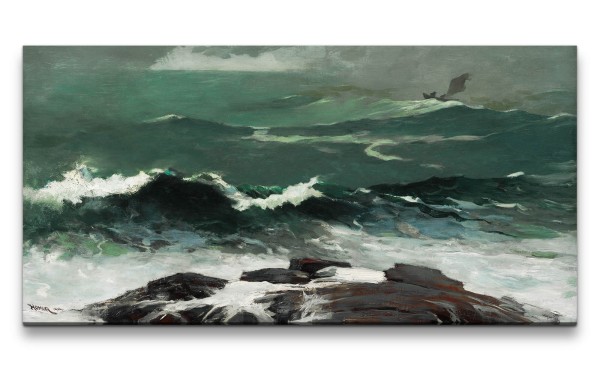 Remaster 120x60cm Winslow Homer weltberühmtes Wandbild stürmische See Meer Ozean Wellen