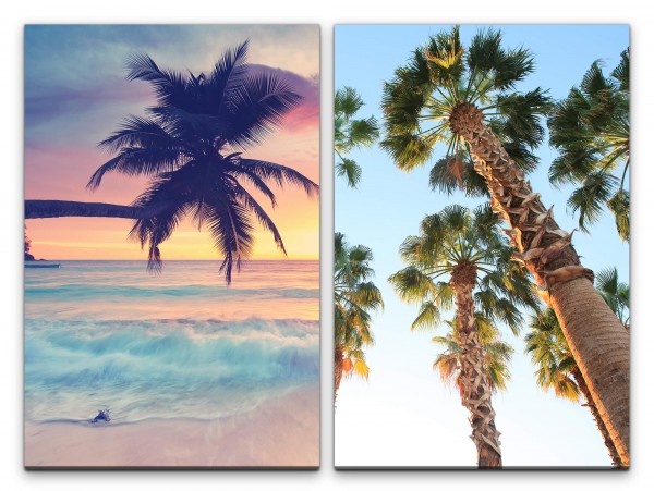 2 Bilder je 60x90cm Palmen Südsee Paradies Traumstrand Meer Sommer Sonne