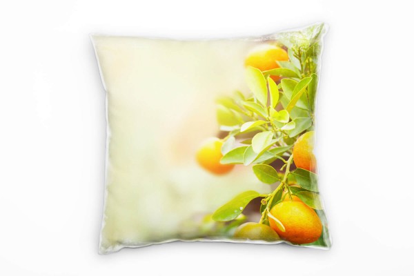 Natur, Mandarinen, Baum, orange, grün Deko Kissen 40x40cm für Couch Sofa Lounge Zierkissen