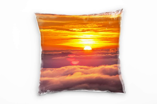 Natur, Sonnenuntergang, Wolken, orange Deko Kissen 40x40cm für Couch Sofa Lounge Zierkissen