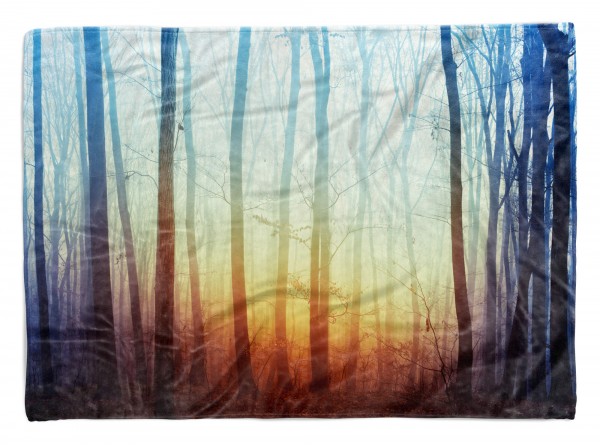 Handtuch Strandhandtuch Saunatuch Kuscheldecke mit Fotomotiv Wald Bäume Mystisc