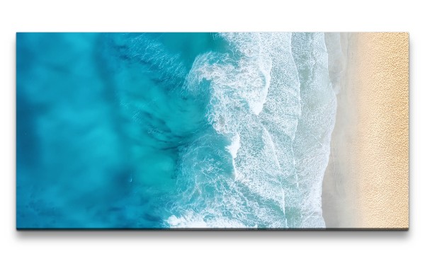 Leinwandbild 120x60cm Vogelperspektive Meer Strand Blau Schön Atemberaubend
