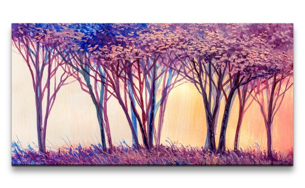 Leinwandbild 120x60cm Malerische Bäume Kunstvoll Schön Dekorativ Natur