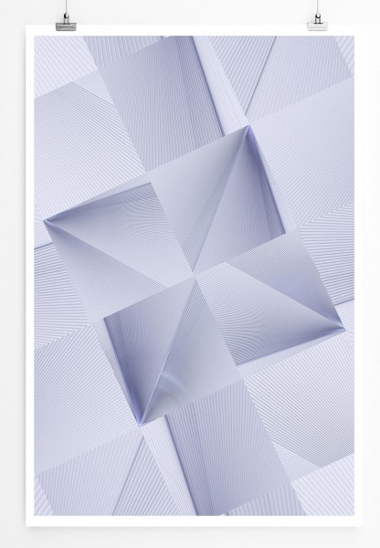 60x90cm Digitale Grafik Poster Grau gestreifte Quader