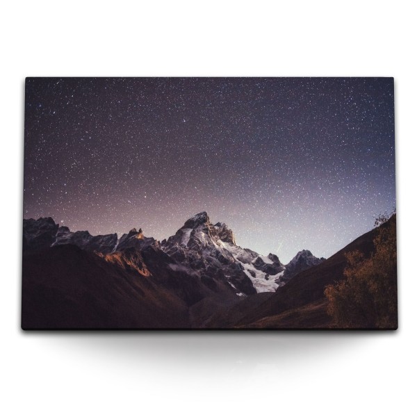 120x80cm Wandbild auf Leinwand Sternenhimmel Sterne Nachthimmel Berge Astrofotografie