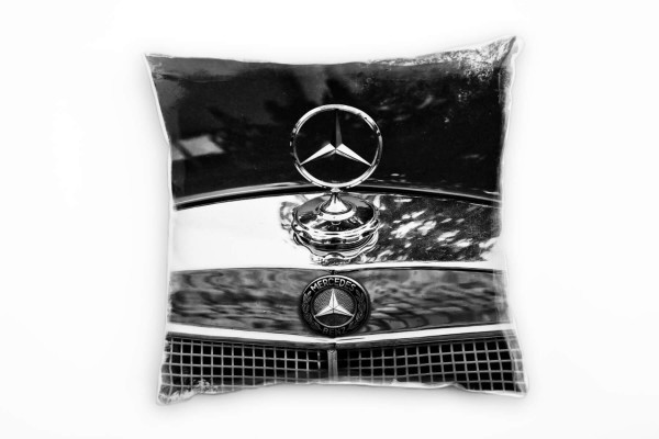 Mercedes, künstlerische Fotografie, grau, Deko Kissen 40x40cm für Couch Sofa Lounge Zierkissen