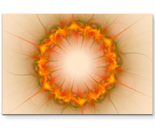 Abstraktes Bild  Kreis + orange-grün - Leinwandbild