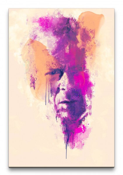 Bruce Willis Porträt Abstrakt Kunst Actionheld Farbenfroh 60x90cm Leinwandbild