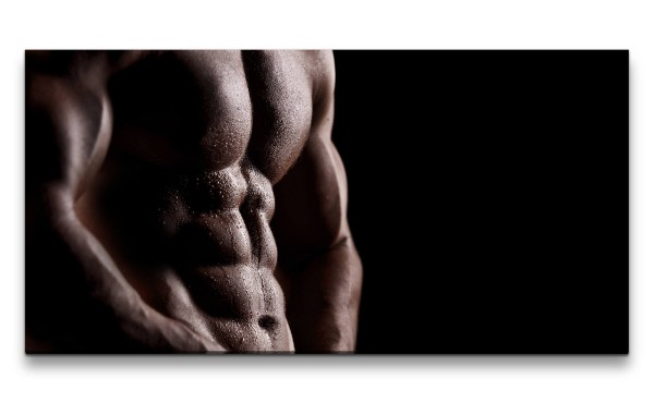 Leinwandbild 120x60cm Sexy Männerkörper Bodybuilder Sixpack Muskeln Kraftvoll