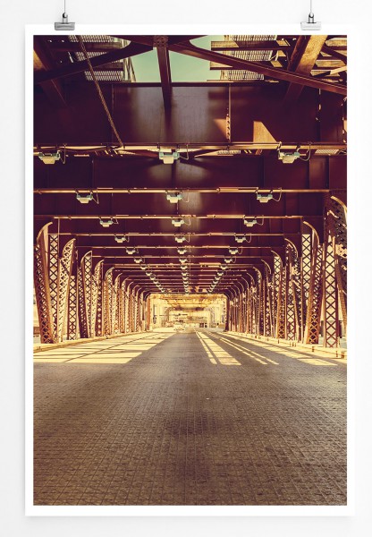 Urbane Fotografie 60x90cm Poster Unter einer Brücke in Chicago