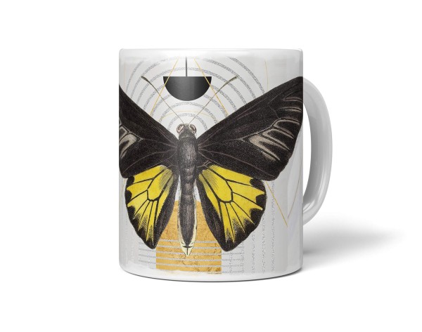 Dekorative Tasse mit schönem Motiv schönem Design Schmetterling Gold Schwarz Einzigartig
