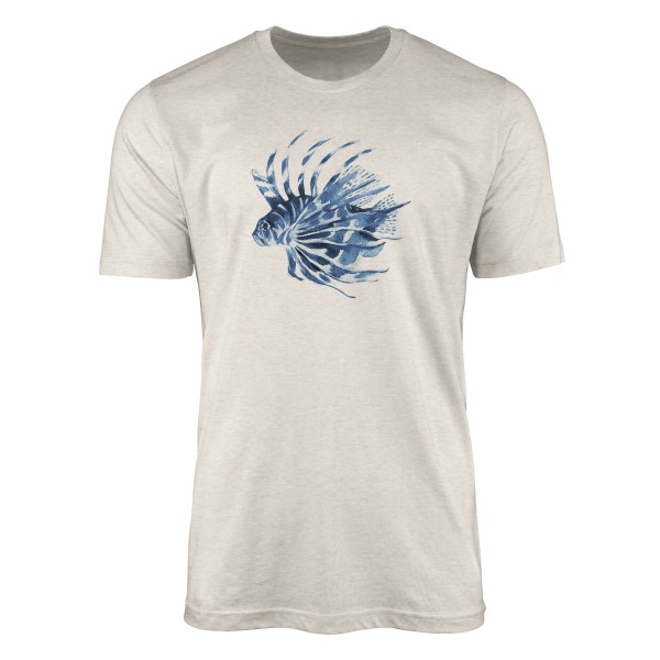 Herren Shirt 100% gekämmte Bio-Baumwolle T-Shirt Stachelfisch Wasserfarben Motiv Nachhaltig Ökomode