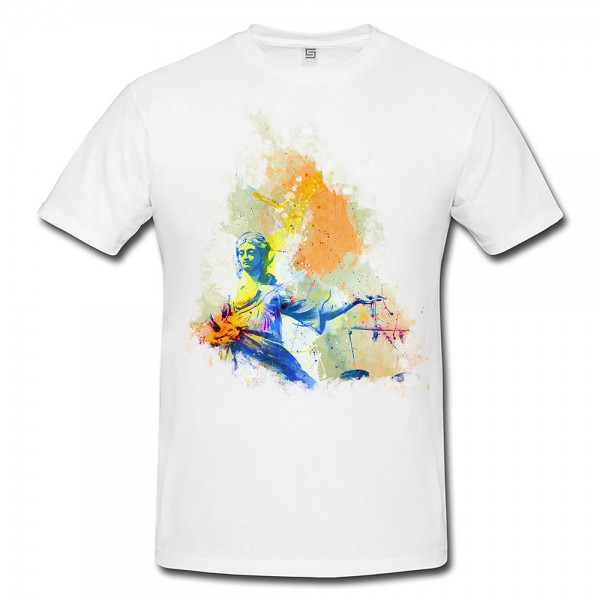 Justicia Herren T- Shirt , Stylisch aus Paul Sinus Aquarell Color