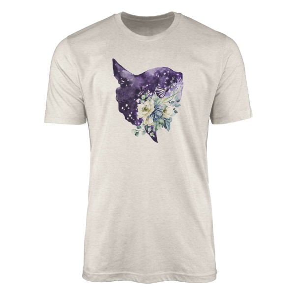 Herren Shirt 100% gekämmte Bio-Baumwolle T-Shirt Mondfisch Blumen Wasserfarben Motiv Nachhaltig Öko