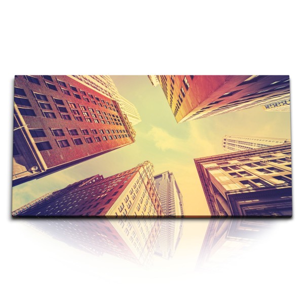 Kunstdruck Bilder 120x60cm New York Hochhäuser Urban Himmel Straßenfotografie