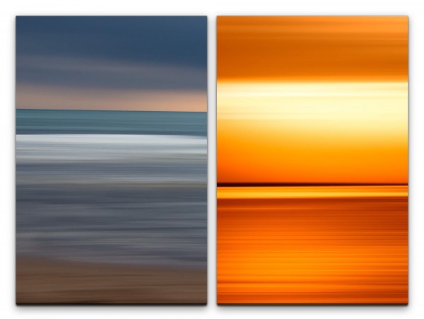 2 Bilder je 60x90cm Minimal Abstrakt Horizont Ozean Harmonisch Beruhigend Entspannend