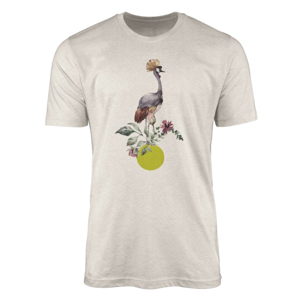 Herren Shirt Organic T-Shirt Aquarell Motiv Kranich Bio-Baumwolle Ökomode Nachhaltig Farbe