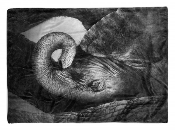 Handtuch Strandhandtuch Saunatuch Kuscheldecke mit Tiermotiv Elefantenbaby klei