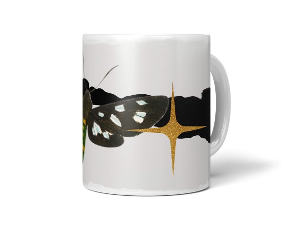 Dekorative Tasse mit schönem Motiv einzigartiges Design Netzflügler goldener Stern Kunstvoll