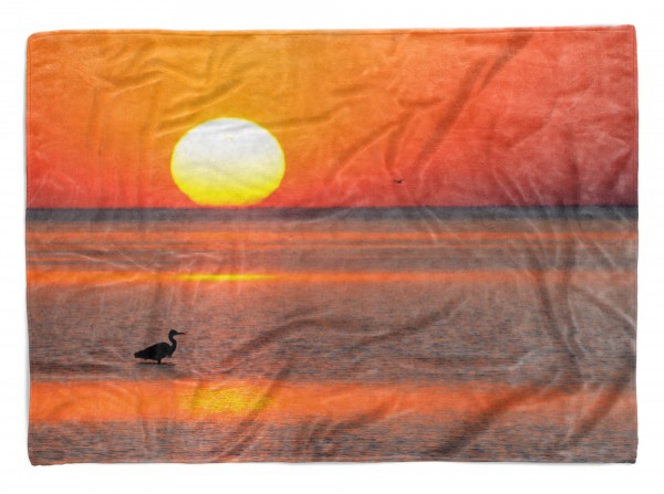 Handtuch Strandhandtuch Saunatuch Kuscheldecke mit Fotomotiv Sonne Sonnenunterg