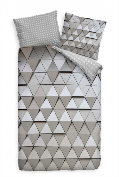 Abstrakt Muster Dreiecke Grau 3D Bettwäsche Set 135x200 cm + 80x80cm Atmungsaktiv
