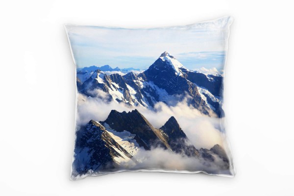 Landschaft, blau, grau, Bergkette, Wolken Deko Kissen 40x40cm für Couch Sofa Lounge Zierkissen