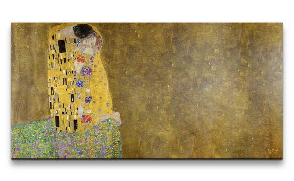 Remaster 120x60cm Gustav Klimt Der Kuss weltberühmtes Bild in modernen Format Vintage