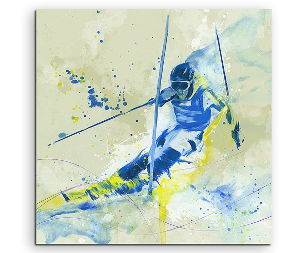 Ski Alpin I 60x60cm SPORTBILDER Paul Sinus Art Splash Art Wandbild Aquarell Art