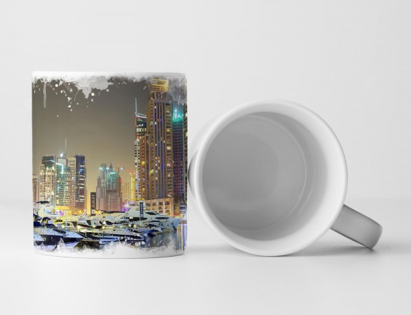 Tasse Geschenk Urbane Fotografie – Hochhäuser bei der Marina Bay in Dubai