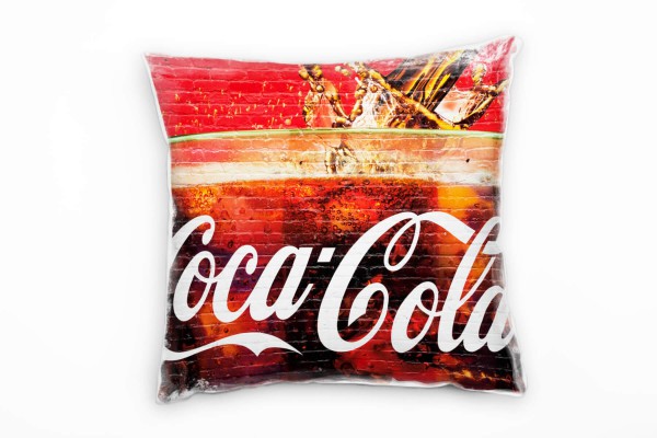 Abstrakt, rot, Coca Cola Glas, gemalt, Deko Kissen 40x40cm für Couch Sofa Lounge Zierkissen