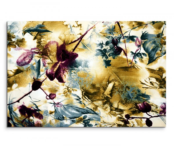120x80cm Wandbild Blumen Blüten Blätter abstrakt