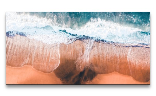 Leinwandbild 120x60cm Vogelperspektive Meer Strand Wellen Schön Atemberaubend