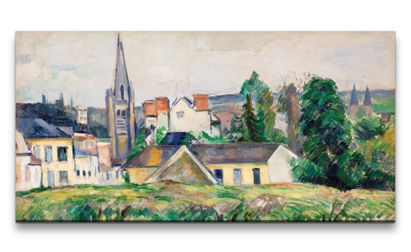 Remaster 120x60cm Paul Cézanne weltberühmtes Wandbild Village Square Kirchenturm Zeitlos