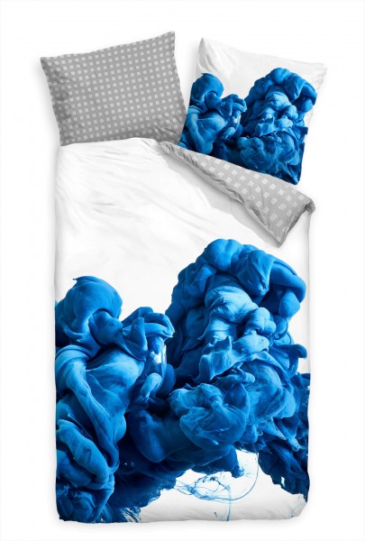 Tinte Blau Wasser Abstrakt Bettwäsche Set 135x200 cm + 80x80cm Atmungsaktiv