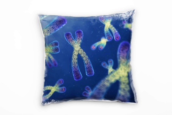 Abstrakt, Macro, Chromosom, DNA, gelb, blau Deko Kissen 40x40cm für Couch Sofa Lounge Zierkissen
