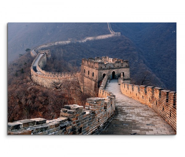 120x80cm Wandbild China Beijing Mauer Abenddämmerung