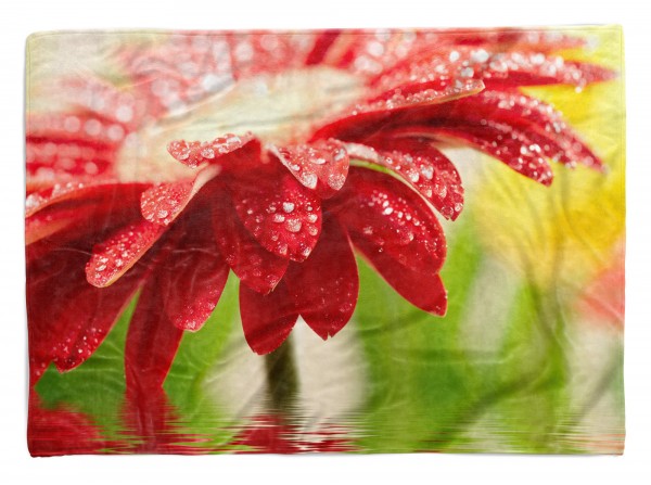 Handtuch Strandhandtuch Saunatuch Kuscheldecke mit Fotomotiv Rote Blume Blüte W