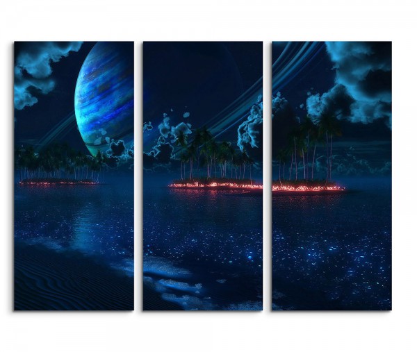 Blue Beach Planet Fantasy Art 3x90x40cm