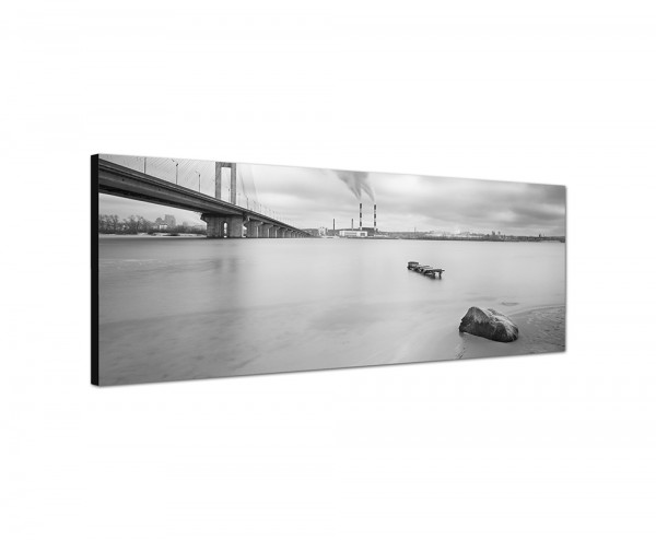 150x50cm Kiew Brücke Wasser Wolken schwarz/weiß