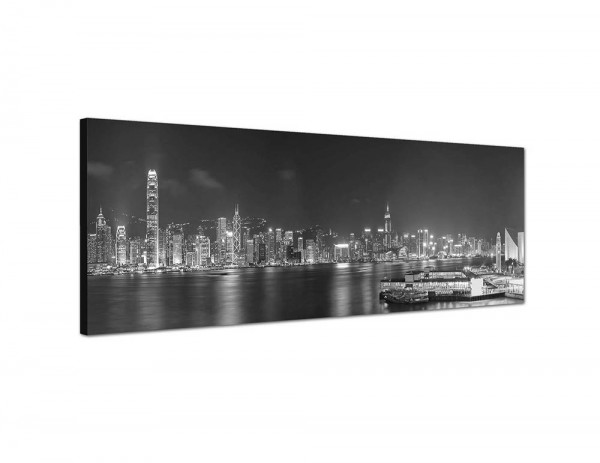 150x50cm Hongkong Skyline Wasser Nacht Lichter
