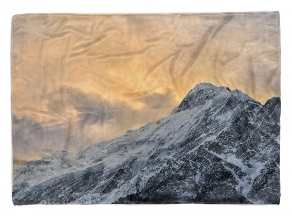 Handtuch Strandhandtuch Saunatuch Kuscheldecke mit Fotomotiv Berggipfel Himmel Berg