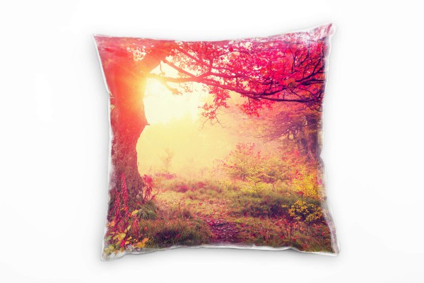 Herbst, Laubwald, lichtdurchflutet, rot, braun Deko Kissen 40x40cm für Couch Sofa Lounge Zierkissen