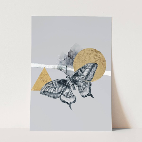 Wandbild Schmetterling exklusives Design goldene Elemente Sonne