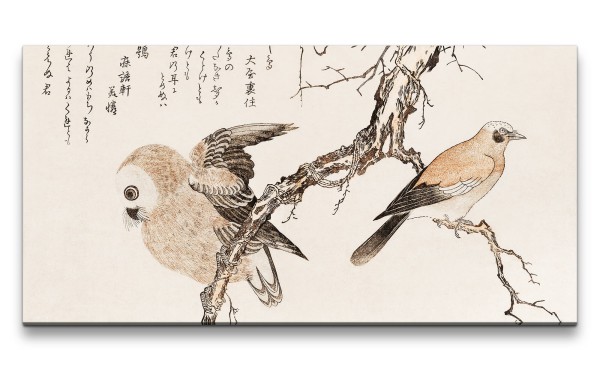 Remaster 120x60cm Utamaro Kitagawa traditionelle japanische Kunst Vögel im Baum Harmonie