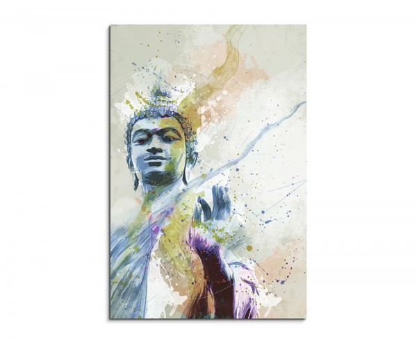 Buddha II 90x60cm Aquarell Art Leinwandbild Old