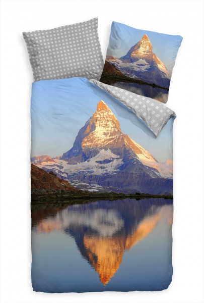 Matterhorn See Wahrzeichen Spiegelung Bettwäsche Set 135x200 cm + 80x80cm Atmungsaktiv