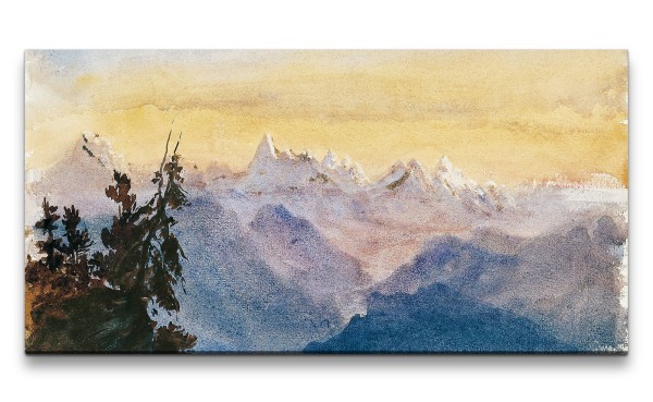 Remaster 120x60cm John Singer weltberühmtes Gemälde zeitlose Kunst Alpen Berge Schneegipfel